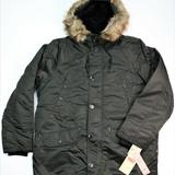 Levi's Jackets & Coats | Levi's Flight Satin Jacket Faux Fur Trim Hood Men's Size Xl Dark Olive New | Color: Black/Green | Size: Xl