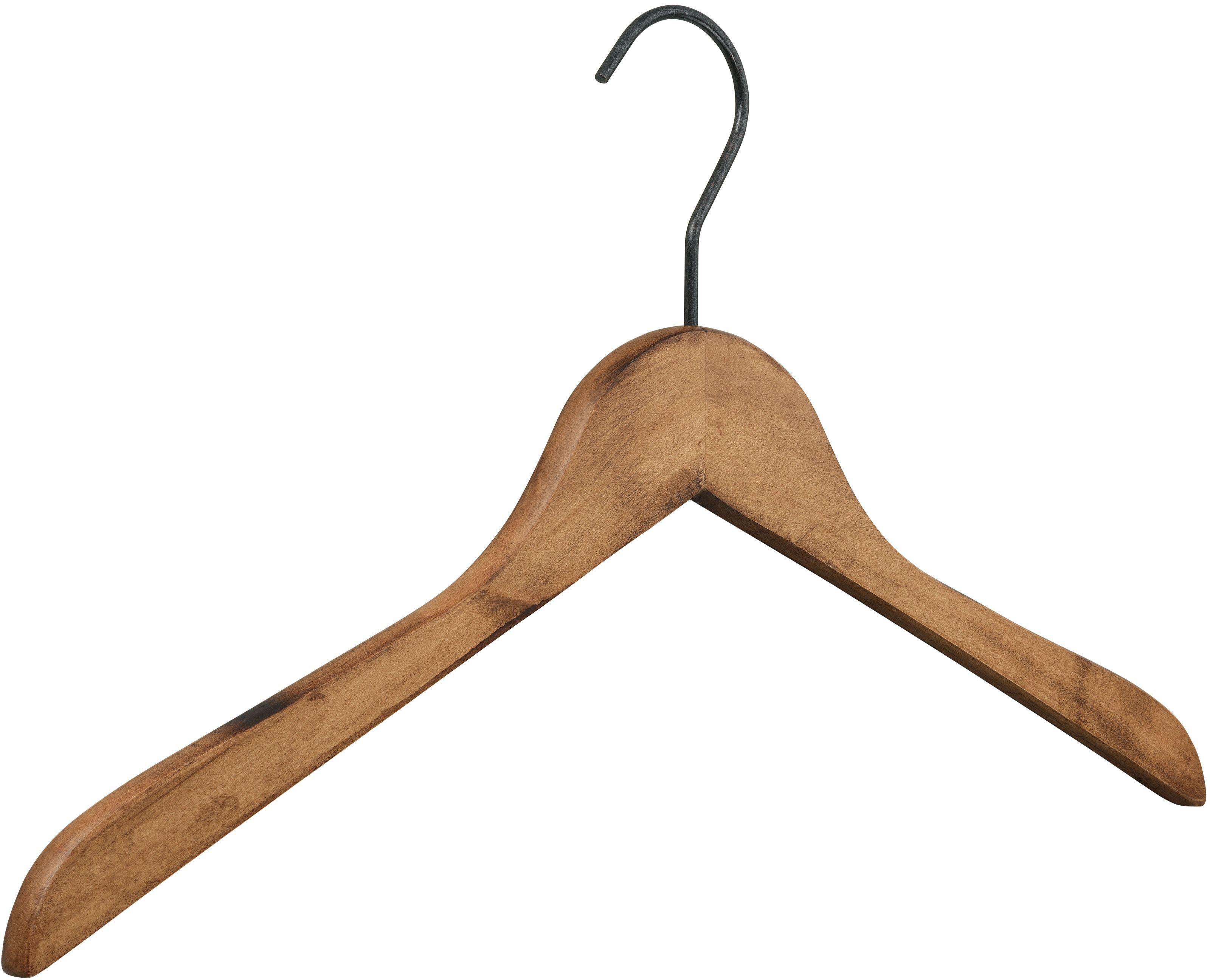 Kleiderbügel PIEPERCONCEPT "Vintage 7236", braun, B:43cm H:24,4cm T:1,3cm, Massivholz, Metall, Kleiderbügel, Kleiderbügel