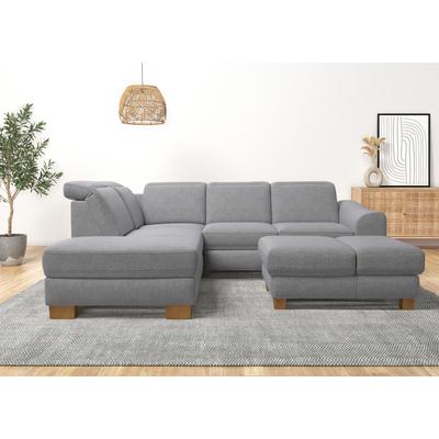 Ecksofa HOME AFFAIRE "Dundee L-Form", grau (steel), B:263cm H:86cm T:219cm, Flachgewebe 100% Polyester, Sofas, wahlweise mit Kopfteilverstellung und zusätzlich mit Bettfunktion Image
