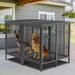 Tucker Murphy Pet™ 52 Inch Dog Crate w/ Divider Panel, Heavy Duty Pet Cage House For 2 Large Medium & Small Dogs Metal in Black | Wayfair