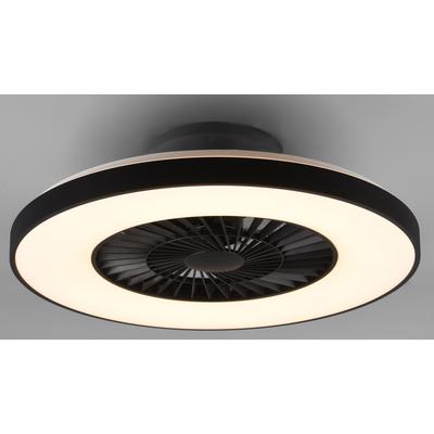 REALITY LEUCHTEN LED Deckenleuchte "Halmstad Deckenventilator", schwarz (schwarz matt), Ø 59,3cm H: 20,5cm, Lampen, Deckenlampe, Ventilator, Fernbedienung, Ventilator getrennt schaltbar Image
