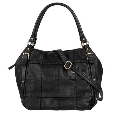 Shopper SAMANTHA LOOK, Damen, Gr. B/H/T: 30cm x 30cm x 20cm onesize, schwarz, Leder, unifarben, leicht glänzend, Taschen, echt Leder, Made in Italy Image