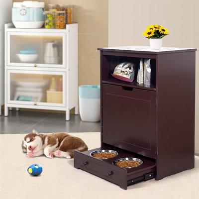 BGL1 Life Concept Facilehome Pet Feeding Table Pet Food Cabinet Pet Toy Storage Box, Smoked Color, Size 32.28 H x 13.39 W x 22.83 D in | Wayfair