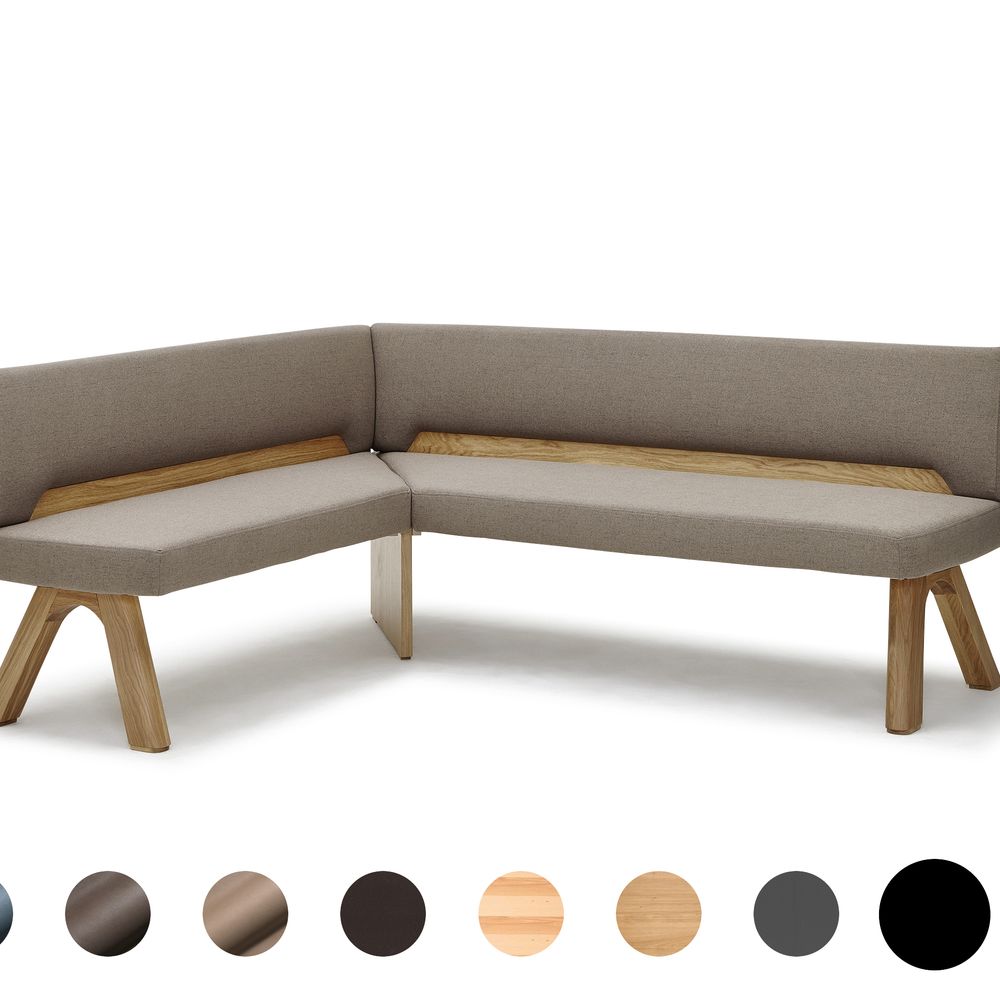 Schösswender »Ontario« 200 Eckbank Variante B 162/192 cm / Gavin 201 olive / Kernbuche natur, Variante B Image