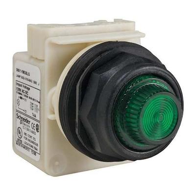 SCHNEIDER ELECTRIC 9001SKP38LGG31 Pilot Light, LED, Green, 120V, Fresnel Lens