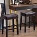 Winston Porter Set Of 2 26" Bar Stools For Kitchen Counter Wood/Upholstered/Leather in Brown | 26 H x 18 W x 12.6 D in | Wayfair