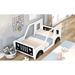 Twin Size Bright Finish Car-Style Kids Platform Bed with Wheel&Window for Small Bedroom City Aprtment Dorm