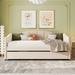 Upholstered Daybed Sofa Bed Twin Size With Trundle Bed and Wood Slat