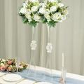 Efavormart 2 Pack | 31 Clear Crystal Embellishment Trumpet Table Centerpiece Reversible Plastic Flower Vase