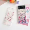 Coque transparente antichoc avec fleurs peintes pour Samsung Galaxy Z Flip coque arrière rigide