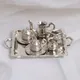 Miniature Silver Metal Tea Coffee Escalbritware Set Race House Decoration 1/12 10Pcs Set