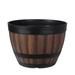 Resin Whiskey Barrel Flower Pot Round Planter Vintage Style Indoor Outdoor Garden Yard Patio 300mm With Tray With Holes