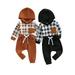 Ma&Baby Toddler Boys 2Pcs Outfits Plaid Shirt Long Sleeve Hooded Jacket and Pants Suit Clothes Set