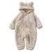 Baby Boy Pack Baby Boy Clothes Baby Girls Boys Cute Solid Long Sleeves Cartoon Bear Ears Footed Hooded Zipper Romper Warm Footie Jumpsuit Sleeper Pajamas Boy Romper Winter