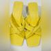 Zara Shoes | Brand New Zara Yellow Pleated Twist Strap High Heel Sandals Square Heel | Color: Yellow | Size: Eur 40