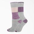 Dickies Women's Thermal Crew Socks, Size 6-9, 2-Pack - Gray Berry Heather One (L10868)