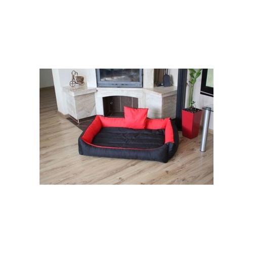 Xxl Kunstleder Hundebett - Hundekissen Hundesofa Katzenbett Hundekorb - Wasserdicht - Rot/Schwarz