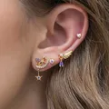 Boucles d'oreilles coréennes en acier inoxydable pour femmes et filles clous d'oreille aile d'ange