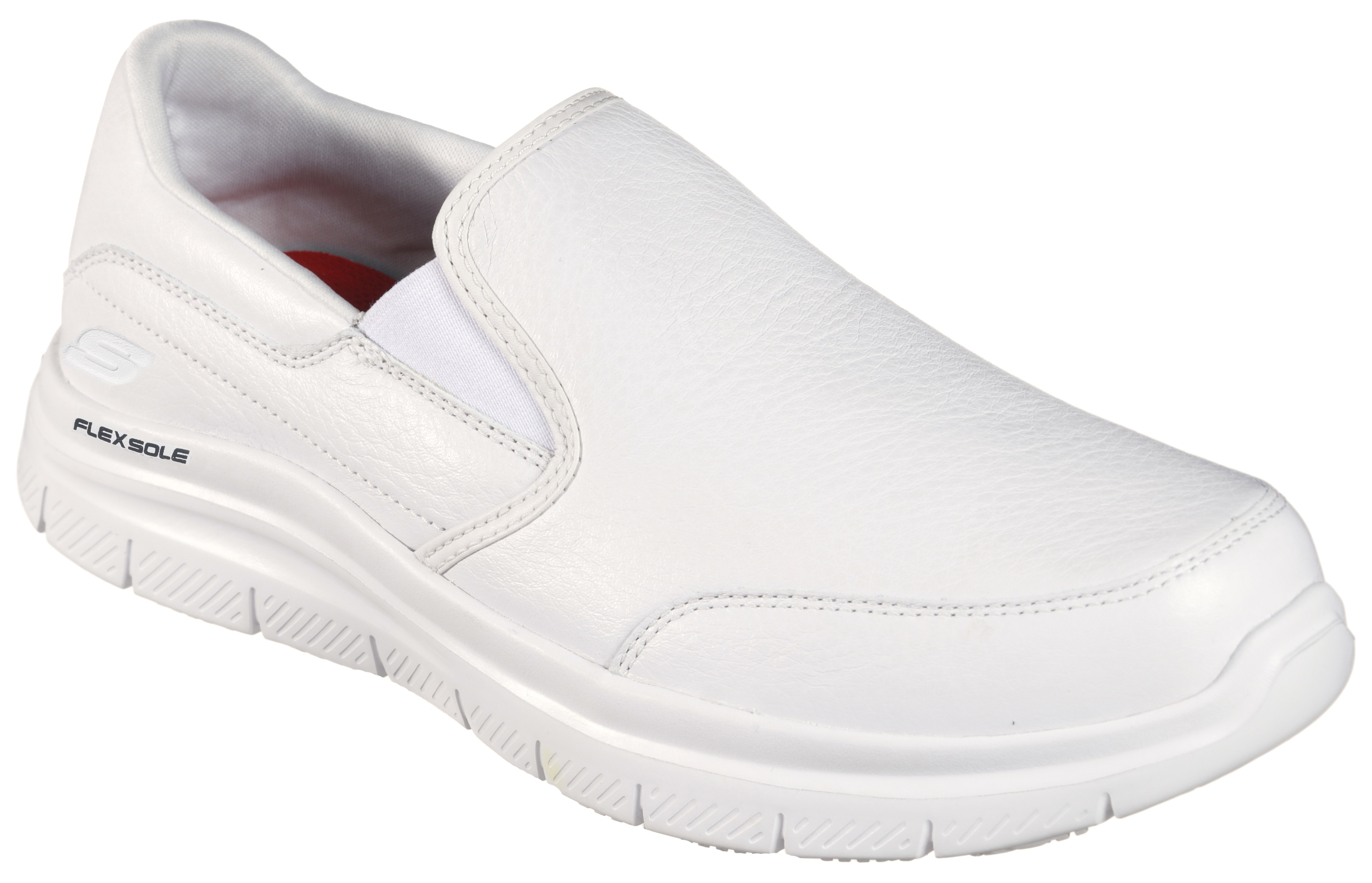 Berufsschuh SKECHERS "FLEX ADVANTAGE SR" Gr. 48,5, weiß, 48,5, Leder, Schuhe, Slipper für Gastronomie, Pflege, Krankenhaus mit Stretcheinsatz