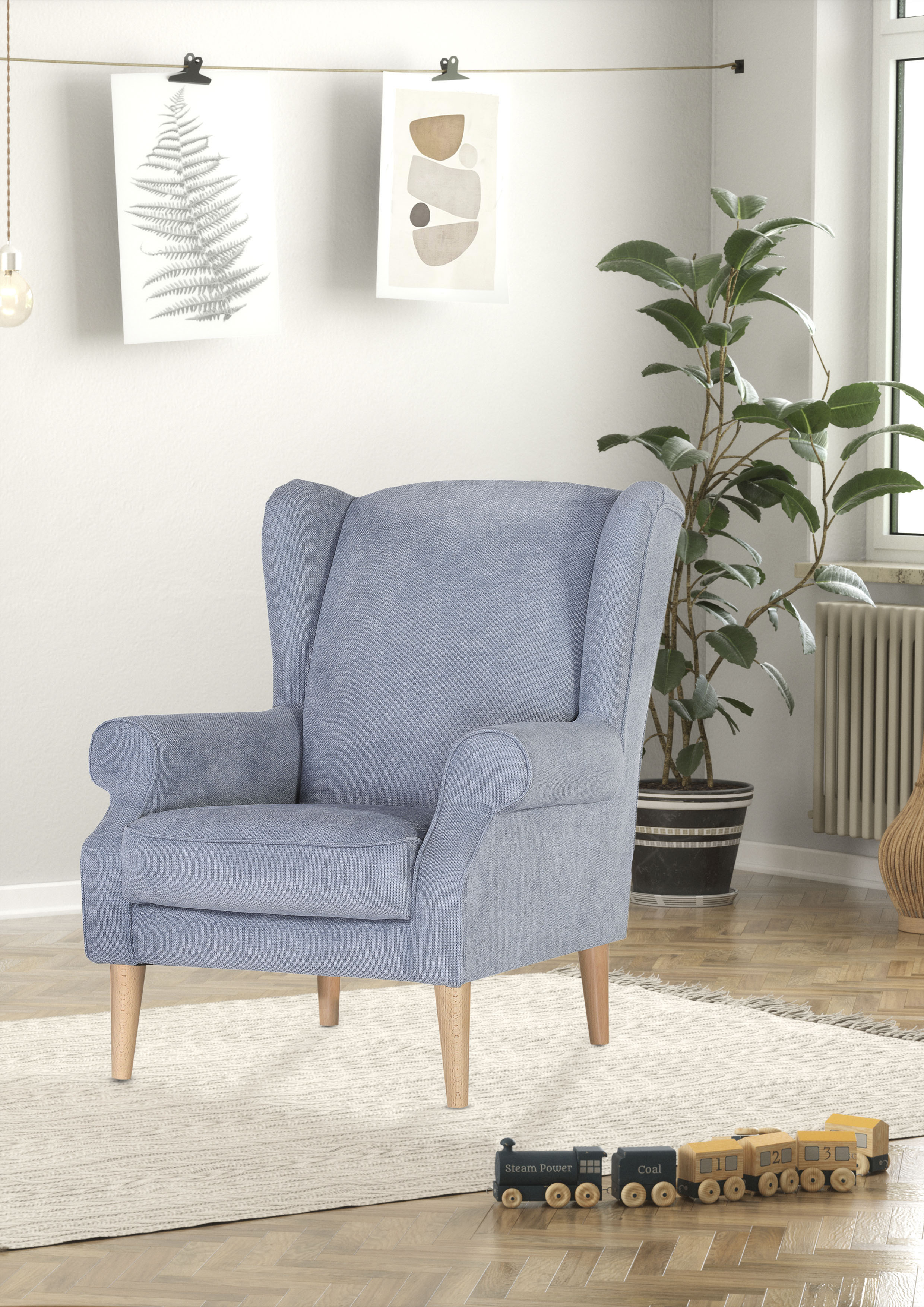 Ohrensessel GUTMANN FACTORY, bunt (hellblau, rosé, gelb), B:82cm H:95cm T:85cm, 100% Polyester, Sessel, Ohrensessel