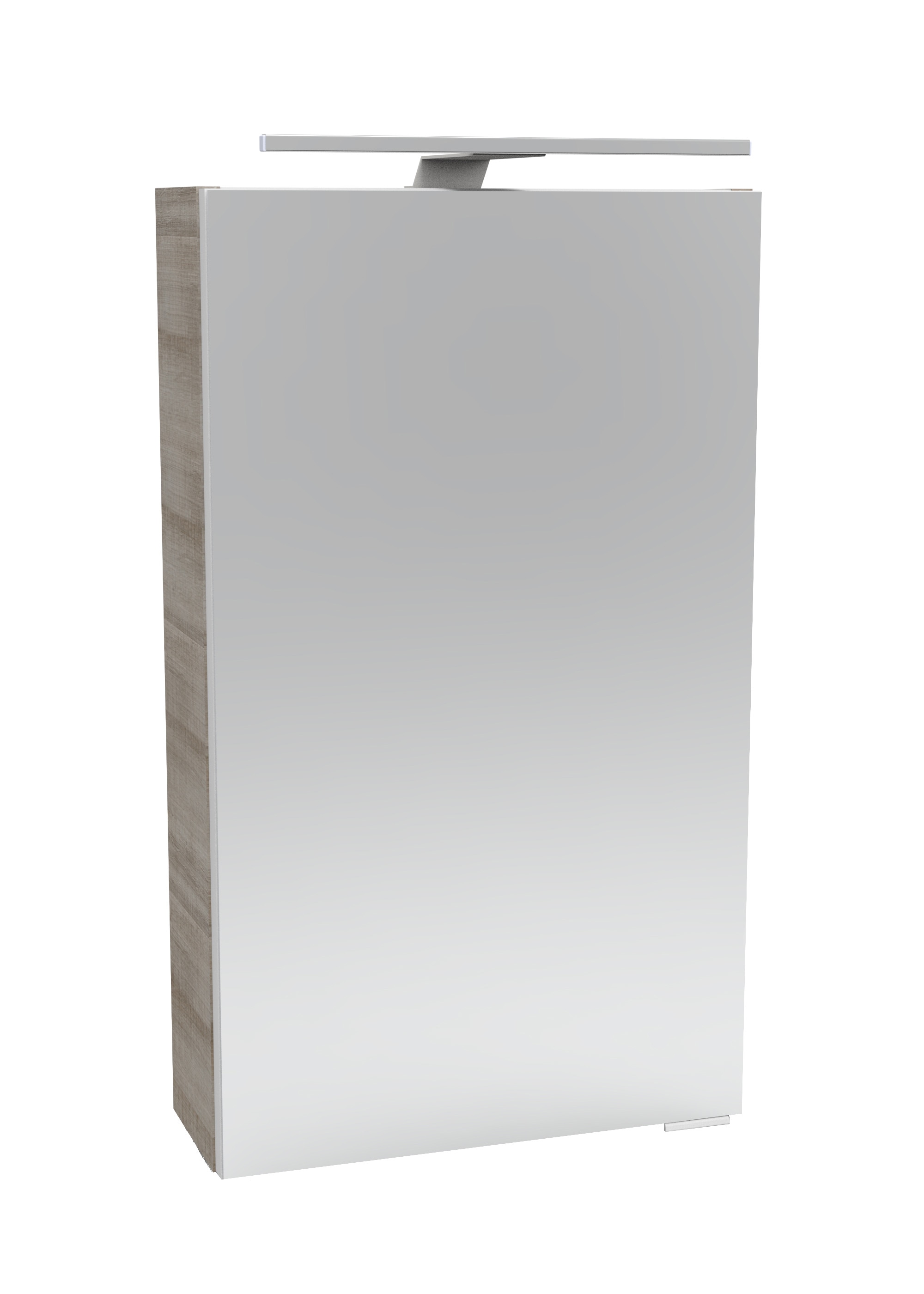 Spiegelschrank FACKELMANN "SBC", grau (graueiche, grau, braun), B:40cm H:68cm T:15,3cm, Schränke, für das Gästebad, Schalter und Steckdose, Breite 40cm, Anschlag links Image