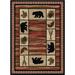 Rustic Lodge Bear Border Cabin Red Black Area Rug (5'3 x 7'3) - multi - 5'3 x 7'3