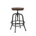 Ria 26 Inch Adjustable Counter Stool, Reclaimed Pine Seat, Black, Brown