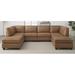 Brown Sectional - Three Posts™ Barnwell 120" Wide Faux Leather Modular Corner Sectional w/ Ottoman Faux Leather | 90 H x 120 W x 90 D in | Wayfair