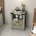 Christchurch End Table w/ Storage Wood in Brown/Gray Laurel Foundry Modern Farmhouse® | 23.7 H x 17.75 W x 15.25 D in | Wayfair