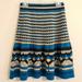 Anthropologie Skirts | Anthropologie Women’s ‘Girls From Savoy’ Merino Wool Knee Length Shirt Xs | Color: Blue/Yellow | Size: Xs