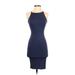 Joe & Elle Casual Dress - Bodycon Crew Neck Sleeveless: Blue Print Dresses - Women's Size Small