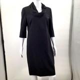 J. Crew Dresses | J.Crew Cowl Neck Black Sheath Dress 3/4 Sleeve Sz 10 | Color: Black | Size: 10