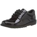 Kickers Youth Girl's Kick Lo Quilt Patent Leather School Uniform Shoe, Patent Black, 5 UK