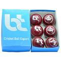 BT Red Cricket Ball - Pack of 6 Genuine Leather Cricket Balls for International Standard Cricket and Practice | Bat-Friendly Hard Cricket Ball Made from Sustainable Sources | 156g 2 piece