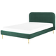 Bett Grün Samtstoff mit Lattenrost 160 x 200 cm Metallfüße Gold hohes Kopfteil Retro Glamourös Polsterbett Doppelbett Schlafzimmer