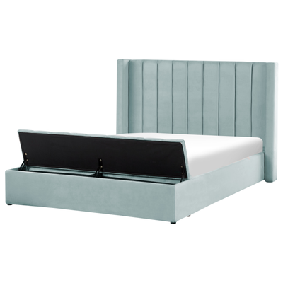 Polsterbett Mintgrün 160 x 200 cm aus Samtstoff mit Stauraum Elegantes Doppelbett Modernes Design