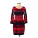 Old Navy Casual Dress - Sheath Scoop Neck 3/4 sleeves: Red Print Dresses - Women's Size Small