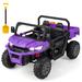 Costway 12V Kids Ride On Truck Car with Remote Control and 2 Seaters-Purple