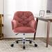 Modern Velvet Swivel Shell Office Chair in Bean Red