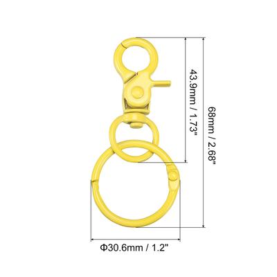 44mm Swivel Clasps Lanyard Snap Hook with Binder Ring for DIY Yellow - 68mm