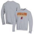 Men's Champion Heather Gray USC Trojans Stack Logo Lacrosse Powerblend Pullover Sweatshirt