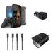 Accessories Bundle for iPhone 14 Pro Case - Heavy Duty Rugged Protector Cover (American Spartan) Belt Holster Clip 30W Car Charger UL Dual Wall Charger 2 MFI Certified USB C to Lightning Cables