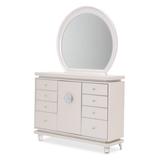 Michael Amini Glimmering Heights 8 Drawer 56.25" W Combo Dresser w/ Mirror Wood in Brown/White | 81.75 H x 56.25 W x 17 D in | Wayfair