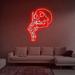 Neonium Smoking Skull Head Neon Sign Art Anime Light LED Gaming Lights Personalized Aesthetic Gifts (Red)