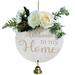 JDEFEG Welcome Signs Welcome Home Decoration Wreath Door Pendant Wooden Flower Front Sign Imitation with Bell Door Interior Door Hanging Decoration Floating Bar Shelves with Led Lights Orange