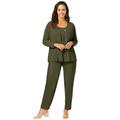 Plus Size Women's 4-Piece Knit Wardrober by The London Collection in Dark Olive Green (Size 18/20)