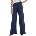 Plus Size Women's Stretch Knit Wide Leg Pant by The London Collection in Navy (Size 26/28) Wrinkle Resistant Pull-On Stretch Knit