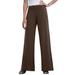 Plus Size Women's Stretch Knit Wide Leg Pant by The London Collection in Chocolate (Size 18/20) Wrinkle Resistant Pull-On Stretch Knit