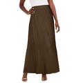 Plus Size Women's Stretch Knit Maxi Skirt by The London Collection in Chocolate (Size 26/28) Wrinkle Resistant Pull-On Stretch Knit