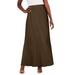 Plus Size Women's Stretch Knit Maxi Skirt by The London Collection in Chocolate (Size 26/28) Wrinkle Resistant Pull-On Stretch Knit